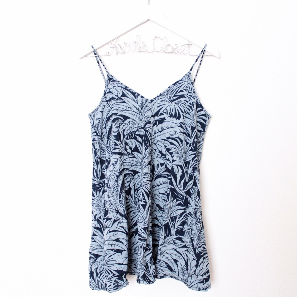 Topshop Denim Tropical Print Tunic Top